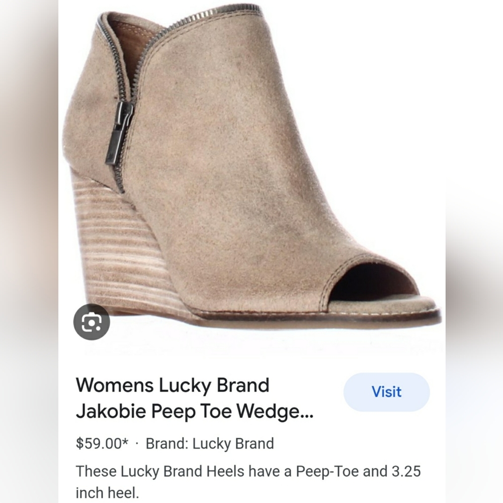 Women's Lucky Brand Jakobie Peep Toe Wedge Booties, size 8.5